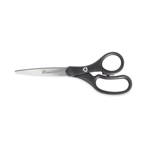 Kleenearth Basic Plastic Handle Scissors, 8" Long, 3.25" Cut Length, Straight Black Handle, 3/pack