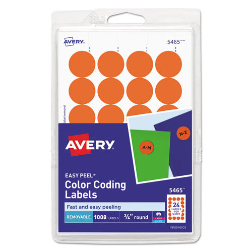 Printable Self-adhesive Removable Color-coding Labels, 0.75