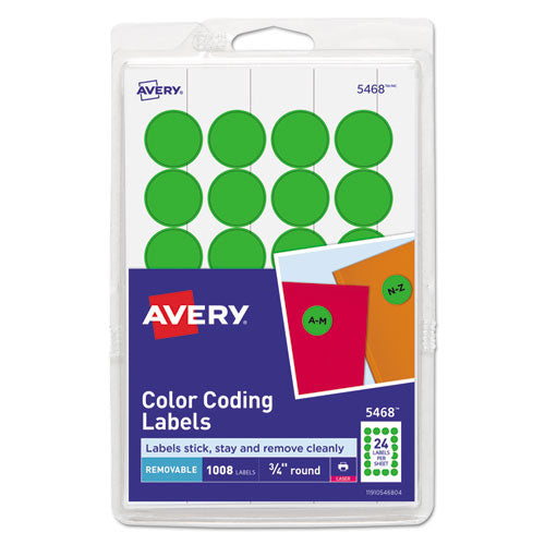 Printable Self-adhesive Removable Color-coding Labels, 0.75