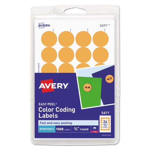 Printable Self-adhesive Removable Color-coding Labels, 0.75