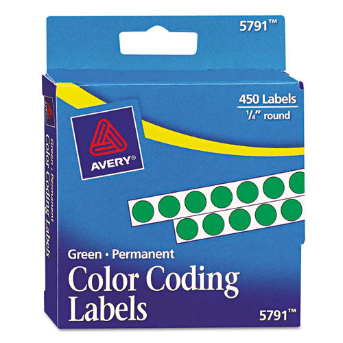 Handwrite-only Permanent Self-adhesive Round Color-coding Labels In Dispensers, 0.25
