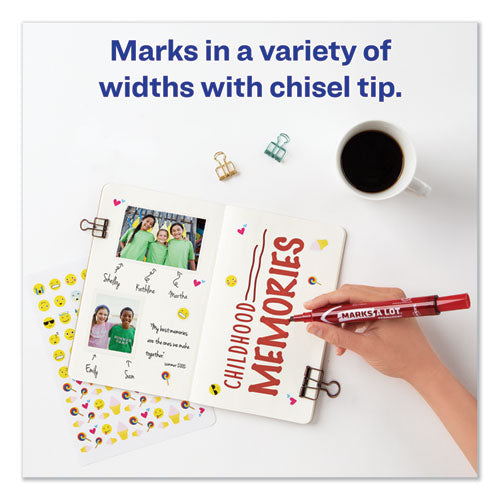 Marks A Lot Large Desk-style Permanent Marker, Broad Chisel Tip, Red, Dozen (8887)