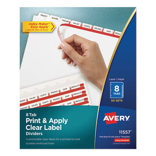 Print And Apply Index Maker Clear Label Dividers, 8-tab, 11 X 8.5, White, 50 Sets