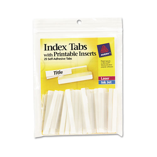 Insertable Index Tabs With Printable Inserts, 1/5-cut, Clear, 2