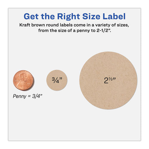 Round Brown Kraft Print-to-the-edge Labels, 2.5