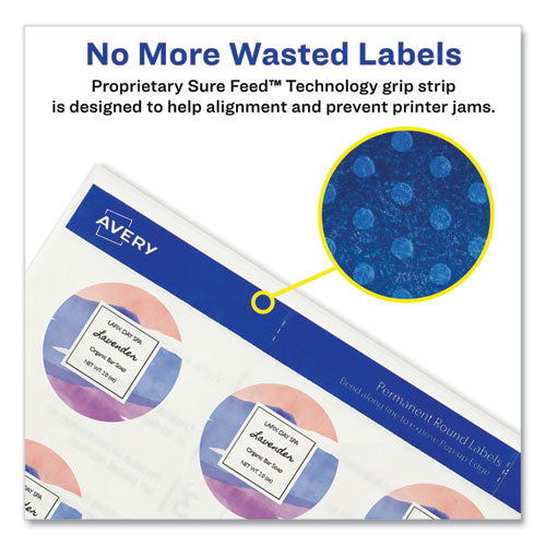 Round Print-to-the Edge Labels With Sure Feed And Easy Peel, 2