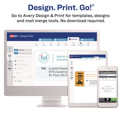 Glossy White Easy Peel Mailing Labels W/ Sure Feed Technology, Laser Printers, 2 X 4, White, 10/sheet, 25 Sheets/pack