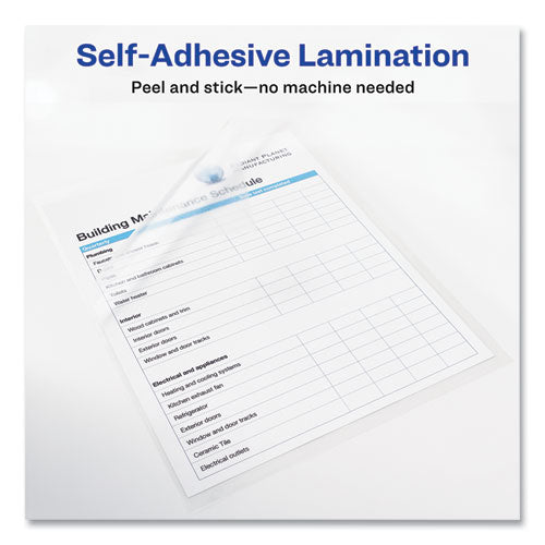 Clear Self-adhesive Laminating Sheets, 3 Mil, 9