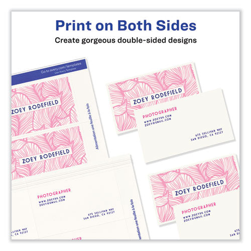 Printable Microperforated Business Cards W/sure Feed Technology, Inkjet, 2 X 3.5, White, 250 Cards, 10/sheet, 25 Sheets/pack