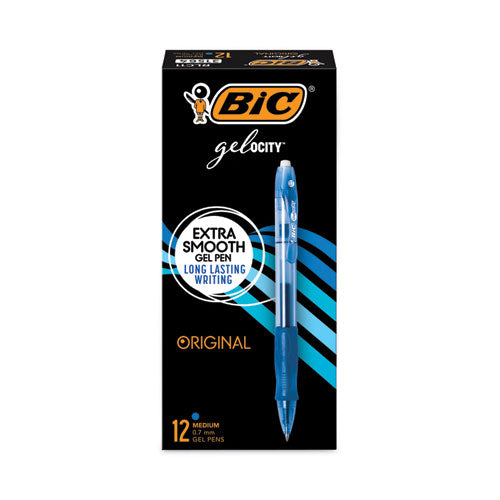 Gel-ocity Gel Pen, Retractable, Medium 0.7 Mm, Blue Ink, Translucent Blue Barrel, Dozen