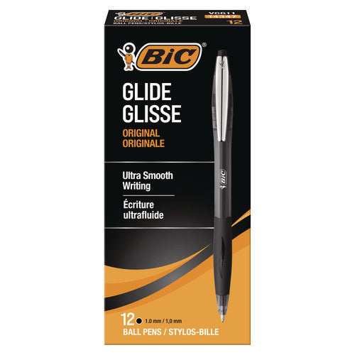 Glide Ballpoint Pen, Retractable, Medium 1 Mm, Black Ink, Smoke/black Barrel, Dozen