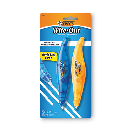 Wite-out Brand Exact Liner Correction Tape, Non-refillable, Blue/orange Applicators, 0.2