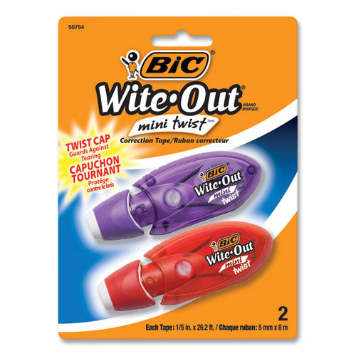 Wite-out Mini Twist Correction Tape, Non-refillable, Blue/fuchsia Applicators 0.2