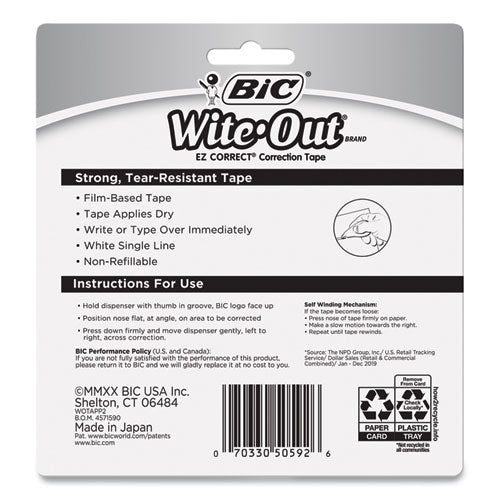 Wite-out Ez Correct Correction Tape, Non-refillable, Randomly Assorted Applicator Colors, 0.17