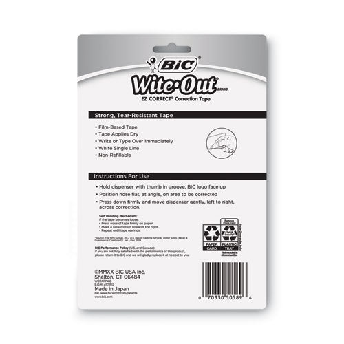 Wite-out Ez Correct Correction Tape, Non-refillable, Randomly Assorted Applicator Colors, 0.17