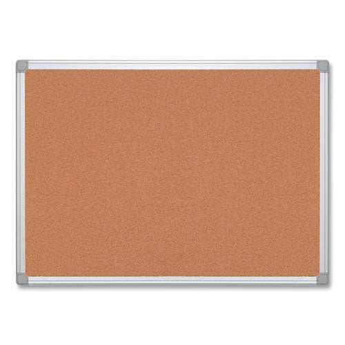 Earth Cork Board, 48" X 36", Tan Surface, Satin Aluminum Frame