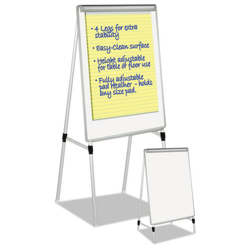 Silver Easy Clean Dry Erase Quad-pod Presentation Easel, 28