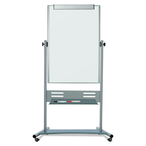 Revolver Easel, Vertical Orientation, 35.4" X 47.2", White Surface, Satin Aluminum Frame