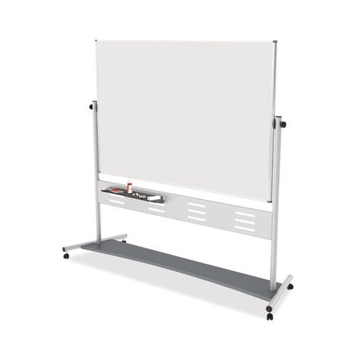 Revolver Easel, Horizontal Orientation, 70.8" X 47.2", White Surface, Satin Aluminum Frame