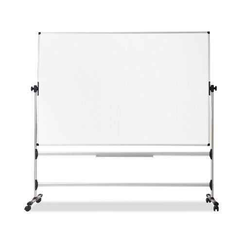 Earth Silver Easy Clean Mobile Revolver Dry Erase Boards, 36" X 48", White Surface, Natural Steel Frame