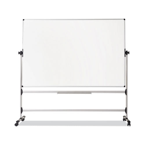 Earth Silver Easy Clean Mobile Revolver Dry Erase Boards, 48" X 70", White Surface, Natural Steel Frame