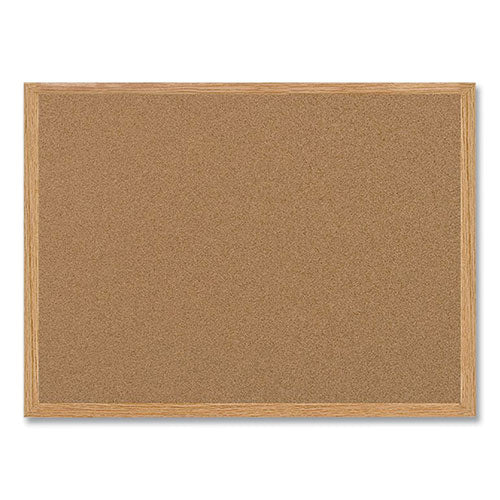 Earth Cork Board, 72" X 48", Tan Surface, Oak Finished Wood Frame