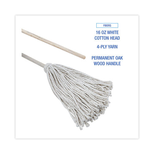 Handle/deck Mops, #16 White Cotton Head, 48