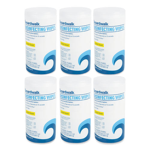 Quat-based Disinfecting Wipes, 7 X 8, Lemon Scent, 75/canister, 6 Canisters/carton