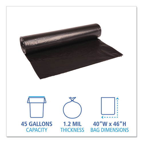 Recycled Low-density Polyethylene Can Liners, 45 Gal, 1.2 Mil, 40