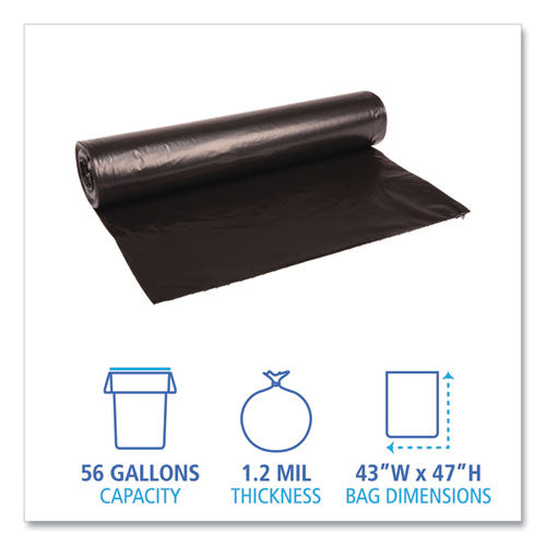 Recycled Low-density Polyethylene Can Liners, 56 Gal, 1.2 Mil, 43
