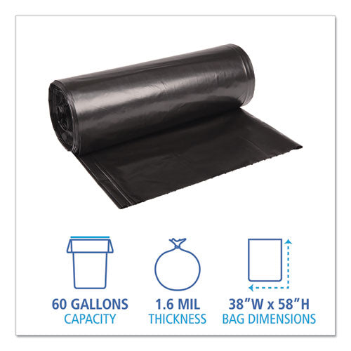 Recycled Low-density Polyethylene Can Liners, 60 Gal, 1.6 Mil, 38