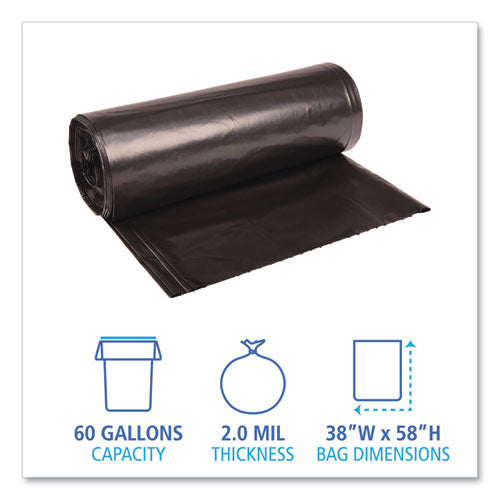 Recycled Low-density Polyethylene Can Liners, 60 Gal, 1.8 Mil, 38