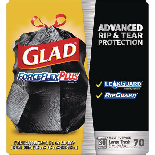 Forceflexplus Drawstring Large Trash Bags, 30 Gal, 1.05 Mil, 30