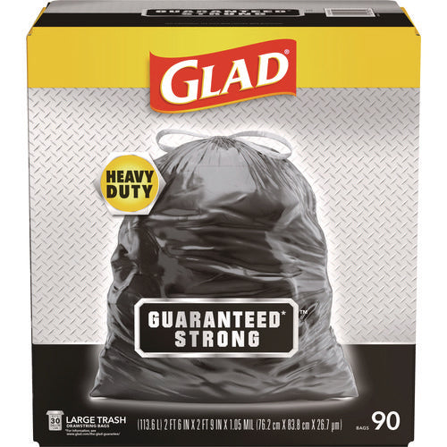 Guaranteed Strong Large Drawstring Trash Bags, Three-ply, 30 Gal, 1.05 Mil, 30