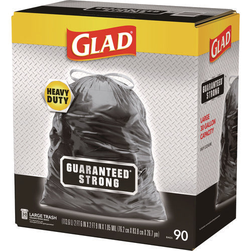 Guaranteed Strong Large Drawstring Trash Bags, Three-ply, 30 Gal, 1.05 Mil, 30
