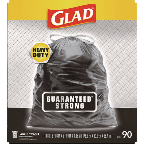 Guaranteed Strong Large Drawstring Trash Bags, Three-ply, 30 Gal, 1.05 Mil, 30