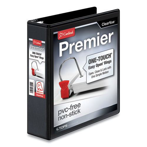 Premier Easy Open Clearvue Locking Slant-d Ring Binder, 3 Rings, 2" Capacity, 11 X 8.5, Black