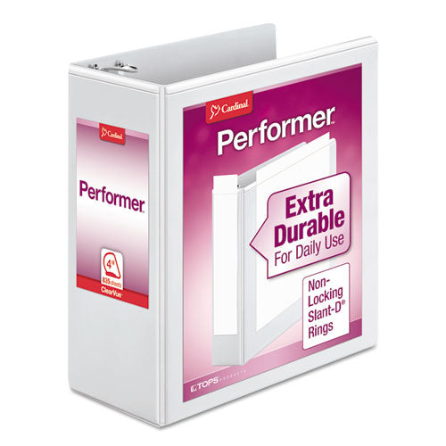 Performer Clearvue Slant-d Ring Binder, 3 Rings, 4
