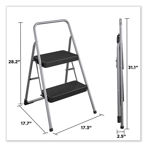 2-step Folding Steel Step Stool, 200 Lb Capacity, 28.13