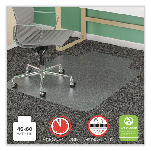 Supermat Frequent Use Chair Mat For Medium Pile Carpet, 46 X 60, Wide Lipped, Clear