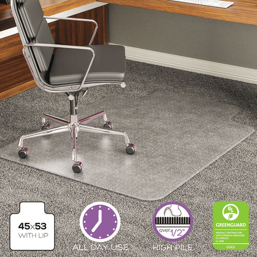 Execumat All Day Use Chair Mat For High Pile Carpet, 45 X 53, Wide Lipped, Clear