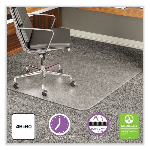 Execumat All Day Use Chair Mat For High Pile Carpet, 46 X 60, Rectangular, Clear