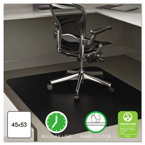 Economat All Day Use Chair Mat For Hard Floors, Flat Packed, 45 X 53, Black