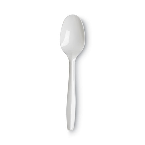 Plastic Cutlery, Mediumweight Teaspoons, White, 1,000/carton