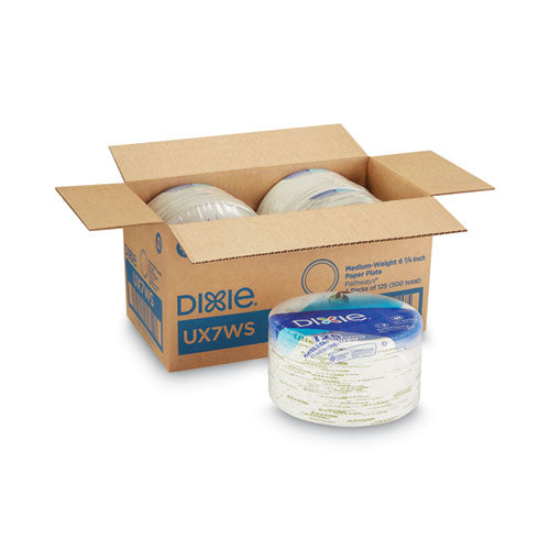 Pathways Soak-proof Shield Mediumweight Paper Plates, Wisesize, 6.87