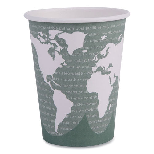 World Art Renewable And Compostable Hot Cups, 12 Oz, Gray, 50/pack, 20 Packs/carton