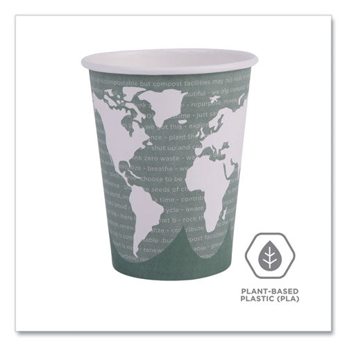 World Art Renewable And Compostable Hot Cups, 12 Oz, Gray, 50/pack, 20 Packs/carton