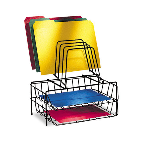 Wire Double Tray With Step File Sorter, 8 Sections, Letter Size Files, 13.88