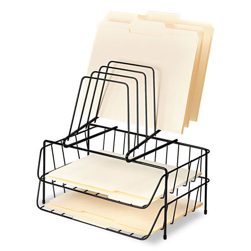 Wire Double Tray With Step File Sorter, 8 Sections, Letter Size Files, 13.88