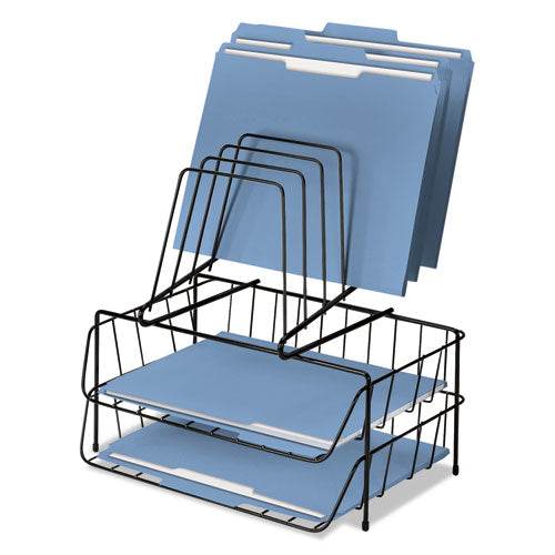Wire Double Tray With Step File Sorter, 8 Sections, Letter Size Files, 13.88